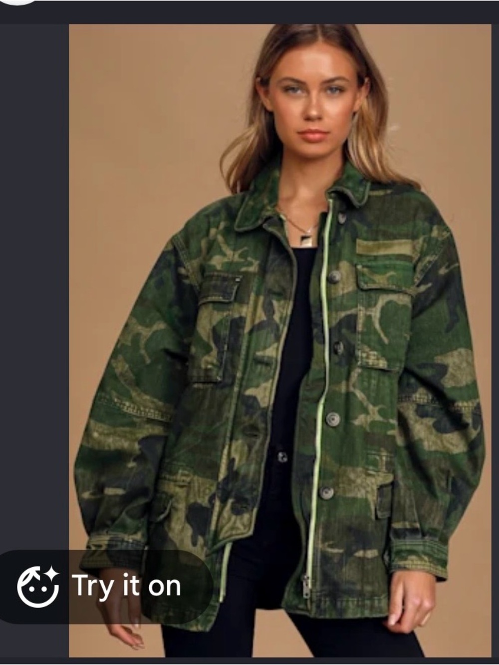 Free People Seize the Day Utility Jacket - Green Camouflage